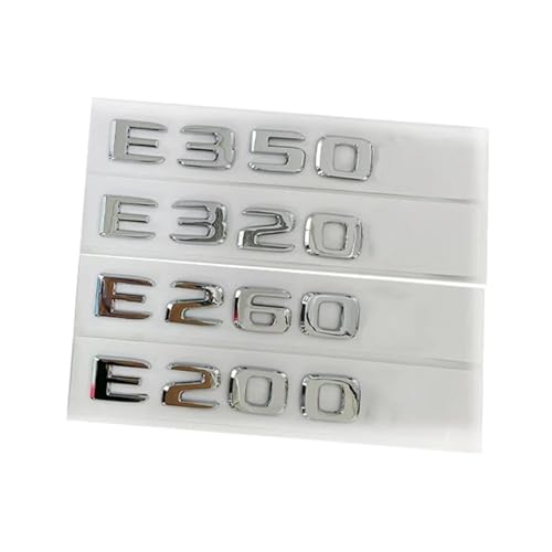 NIBOTT ABS 3D Schwarz Chrom Buchstaben for Auto Aufkleber Fit for Mercedes E200 E260 E300 E320 E350 W212 W213 Hinten Stamm Emblem Logo Zubehör (Color : Chrome Silver, Size : E350) von NIBOTT