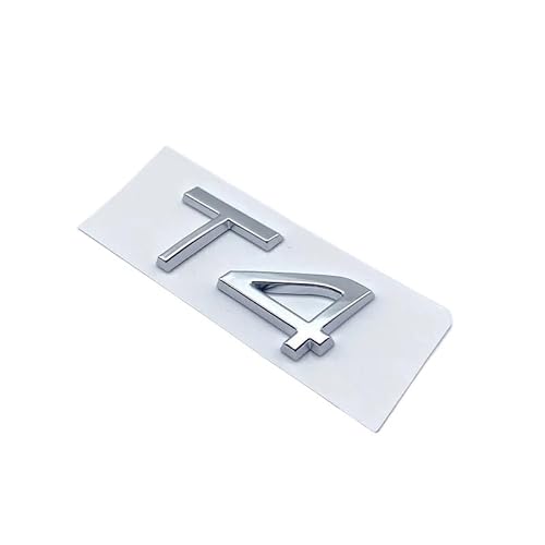 NIBOTT Glänzender schwarzer Emblem-Typenschild-Aufkleber, passend for Volvo V40 T3 T4 T5, Auto-Heckaufkleber, Auto-Kofferraum-Buchstaben und Zahlen-Emblem (Color : Silver T4) von NIBOTT