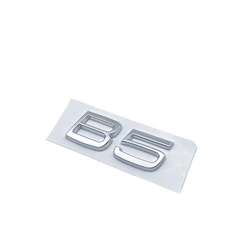 NIBOTT Glänzender schwarzer Emblem-Typenschild-Aufkleber, passend for Volvo V90 B5 B6 T5 T6, Auto-Heckaufkleber, Automobil-Außendekoration(Silver B5) von NIBOTT