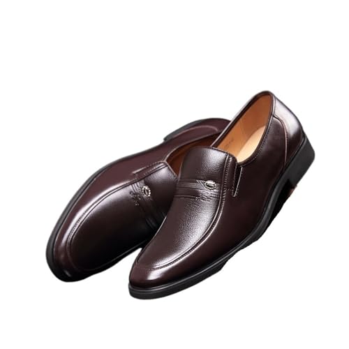 NIBOTT Herren-Lederschuhe aus weichem Leder, Business-Casual-Schuhe, atmungsaktive Schuhe for Väter mittleren und älteren Alters Oxfords(5230Brown,43 EU) von NIBOTT