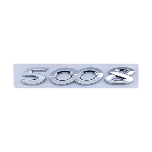 NIBOTT Hohe Qualität 3D ABS Chrom Auto Buchstaben Aufkleber Hinten Stamm Emblem Abzeichen Fit for Peugeot 2008 3008 4008 5008 Logo Buchstaben Zubehör (Color : 5008 Silver) von NIBOTT