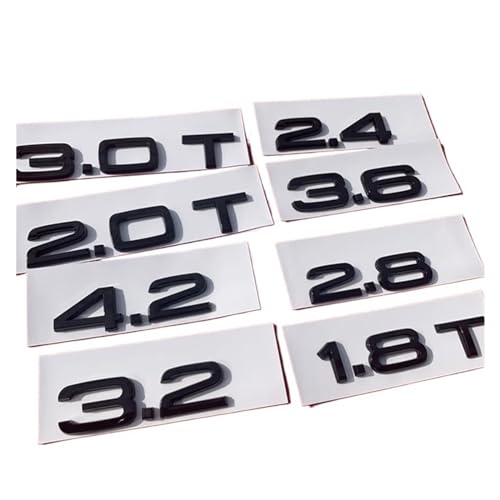 NIBOTT Passend for Audi Bright Glossy Black Q8 2.0T 2.4 2.5 2.8 3.0T 3.2 3.6 4.2 A3 A4L A5 A6L A7 A8L Q3 Q5 Q7 Auto-Emblem-Kofferraum-Abzeichen-Aufkleber(Glossy Black,3.0T) von NIBOTT