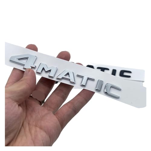 NIBOTT Passend for Mercedes Benz ABCEGS ML SL CL GLA CLA Klasse AMG 4MATIC 4 Matic Kofferraum Chrom matt schwarz Buchstaben Emblem Abzeichen Aufkleber (Color : Silver) von NIBOTT