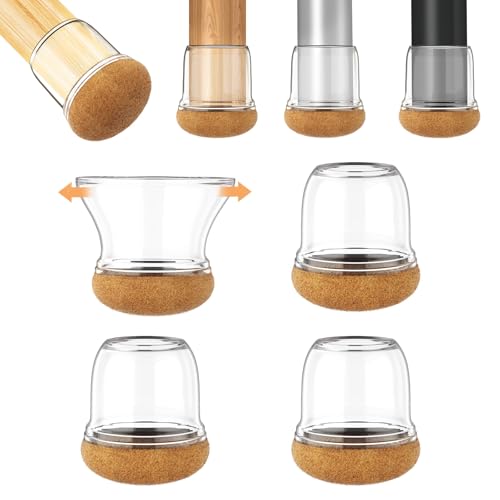 4 Stück Schutzkappen Für Stuhlbeine mit Filz, Transparent Silikon Stuhlbeinkappen, Filzgleiter für Stühle, Klein Stuhlkappen Rund Stuhlbeinschoner für Hartholzböden(12-20mm) von NIBSHOOM