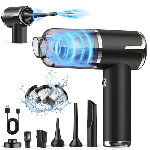 NIBSHOOM Handstaubsauger 18000 PA, 4 in 1 Handstaubsauger Akku mit USB-C Schnellladung, 2 Geschwindigkeiten Druckluft Auto Staubsauger Stark, Multifunktionale Mini Staubsauger für Auto/Büro/Haus von NIBSHOOM