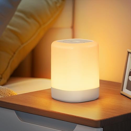 NIBSHOOM Nachttischlampe Touch Dimmbar, LED Nachtlicht Kinder, 2 Warme Lichtmodi & 256 RGB Farben, Tischlampe Kabellos mit Timer Speicherfunktion, Aufladbar Stilllicht für Schlafzimmer, Kinderzimmer NIBSHOOM Nachttischlampe Touch Dimmbar, LED Nachtlicht Kinder, 2 Warme Lichtmodi & 256 RGB Farben, Tischlampe Kabellos mit Timer Speicherfunktion, Aufladbar Stilllicht für Schlafzimmer, Kinderzimmer von NIBSHOOM