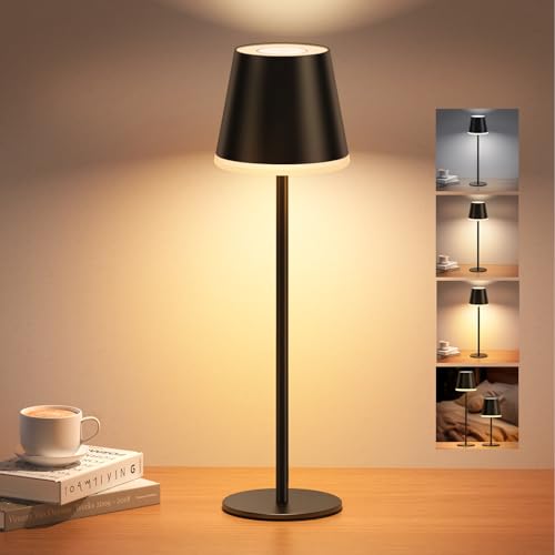 NIBSHOOM Tischlampe Kabellos Dimmbar,5200mAh LED Akku Tischleuchte Höhenverstellbar mit 3 Farbtemperaturen,IP54 spritzwassergeschützte Tischlampe Schwarz für Restaurant,Bar,Schlafzimmer,Camping NIBSHOOM Tischlampe Kabellos Dimmbar,5200mAh LED Akku Tischleuchte Höhenverstellbar mit 3 Farbtemperaturen,IP54 spritzwassergeschützte Tischlampe Schwarz für Restaurant,Bar,Schlafzimmer,Camping von NIBSHOOM