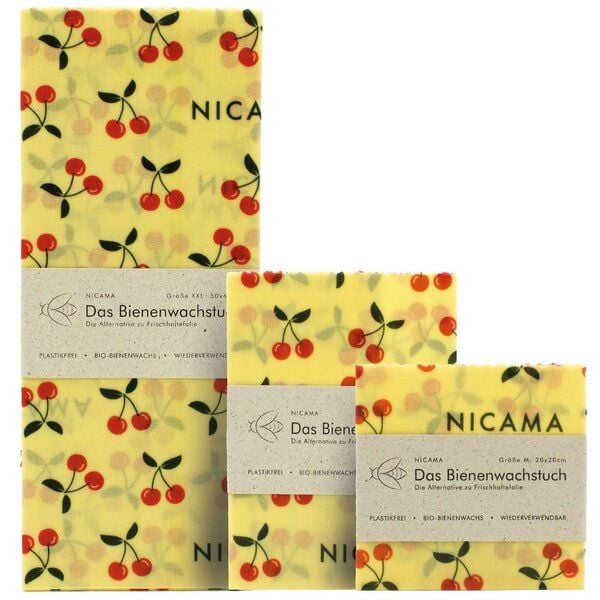 NICAMA Bienenwachstücher 3er Set (M + L + XXL) von NICAMA