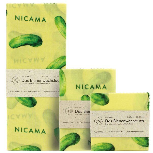 NICAMA Bienenwachstücher 3er Set (M + L + XXL) von NICAMA