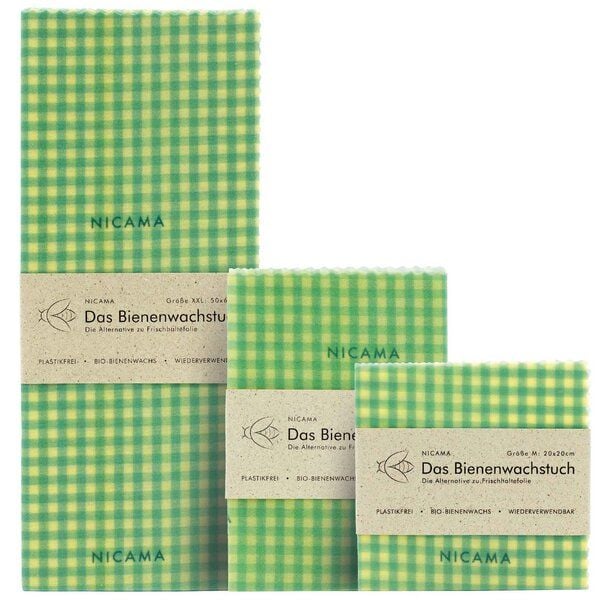 NICAMA Bienenwachstücher 3er Set (M + L + XXL) von NICAMA