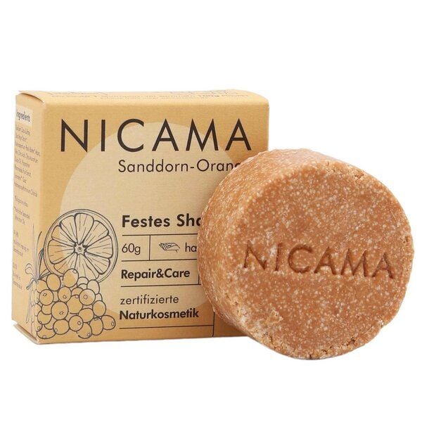 NICAMA Festes Shampoo Sanddorn-Orange - Repair & Care (COSMOS Organic) von NICAMA