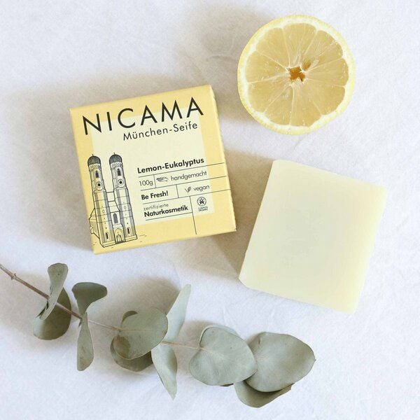 NICAMA München Seife "Frauenkirche" Lemon-Eukalyptus, bio, vegan, plastikfrei, Dusch-Seife von NICAMA