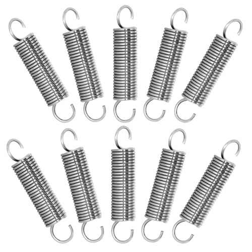 NICAVKIT 10 Stück Edelstahl Zugfedern mit Haken, Spannfeder Zugfeder 50mm freie Länge,Außendurchmesser 10mm,Drahtdurchmesser 1,2mm,Maximale Zugkraft 3.3KG - 1,2x10x50mm von NICAVKIT