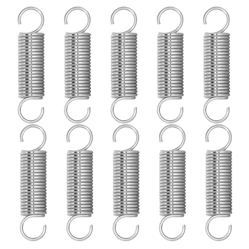 NICAVKIT 10 Stück Edelstahl Zugfedern mit Haken, Spannfeder Zugfeder 75mm freie Länge,Außendurchmesser 17mm,Drahtdurchmesser 2mm - 2x17x75mm von NICAVKIT