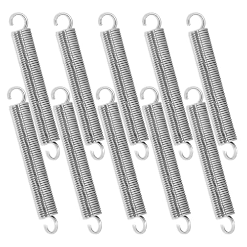 NICAVKIT 10 Stück Edelstahl Zugfedern mit Haken, Spannfeder Zugfeder 80mm freie Länge,Außendurchmesser 10mm,Drahtdurchmesser 1,2mm,Maximale Zugkraft 3.3KG - 1,2x10x80mm von NICAVKIT