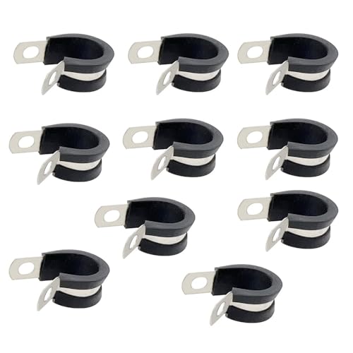 NICAVKIT 10Pcs 16mm Kabelklemme Gummi P Clips Schlauchschellen Rohrschellen Kabelklemmen Edelstahl Kit, Metalldraht Kabelklemme Kit von NICAVKIT
