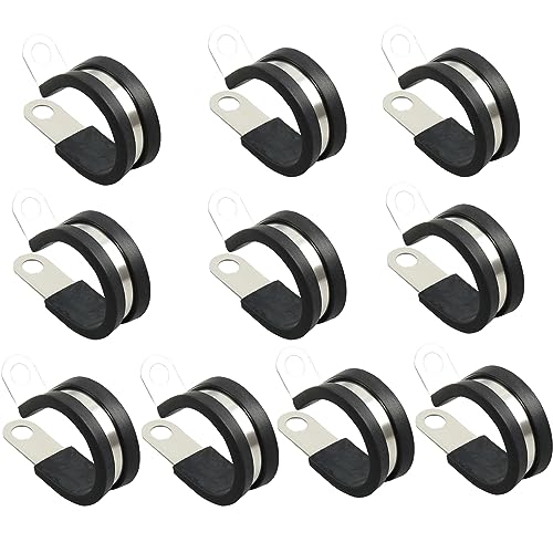 NICAVKIT 10Pcs 20mm Kabelklemme Gummi P Clips Schlauchschellen Rohrschellen Kabelklemmen Edelstahl Kit, Metalldraht Kabelklemme Kit von NICAVKIT