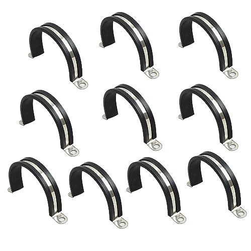 NICAVKIT 10Pcs 50mm Kabelklemme Gummi P Clips Schlauchschellen Rohrschellen Kabelklemmen Edelstahl Kit, Metalldraht Kabelklemme Kit von NICAVKIT