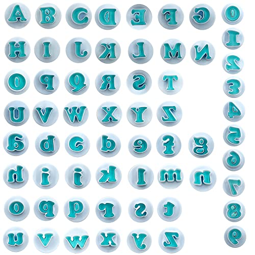 NICAVKIT 62Pcs Buchstaben Zahlen Kuchen Fondant Formen Set, Groß Buchstaben, Klein Buchstaben & 10 Stücke Zahlen Form Ausstechformen Buchstaben Alphabet Kuchen Formen für Fondant, Kuchen, Keks von NICAVKIT