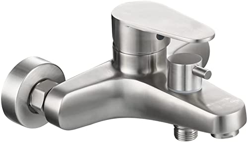 NICBEL Badewannenarmatur Einhand-Wannenarmatur Edelstahl gebürstet Badewannenarmatur Warm- und Kaltwasser-Mischventil Wannenarmatur Belüfter Duscharmatur Hello von NICBEL