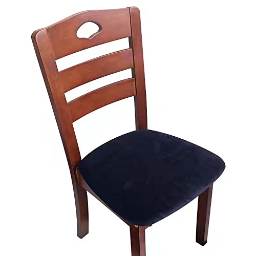 NICCEN Samt Stuhlbezug Sitzfläche Stretch ausgestattetes Esszimmer Sitzbezug Stuhl Abnehmbar Stuhlüberzug Waschbare Möbelschutzbezüge -Navy blau-6 STK von NICCEN