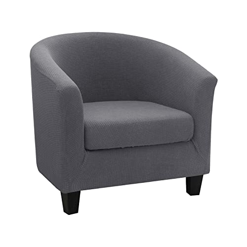 NICCEN Strecken Sesselbezug Jacquard Sesselhussen Anti-Rutsch-Sessel Sessel Barrel Chair Cover Für Esszimmer Wohnzimmer Büro Empfangsstuhl -hellgrau-Einheitsgröße von NICCEN