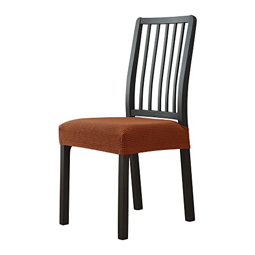 NICCEN Stretch-Jacquard Stuhlbezug Sitzfläche für Esszimmer, Formschlüssig Sitzbezug Stuhl Abnehmbare waschbare Stuhl-Sitzkissen-Schonbezüge für das Esszimmer -Dunkelbraun-6 Stück von NICCEN