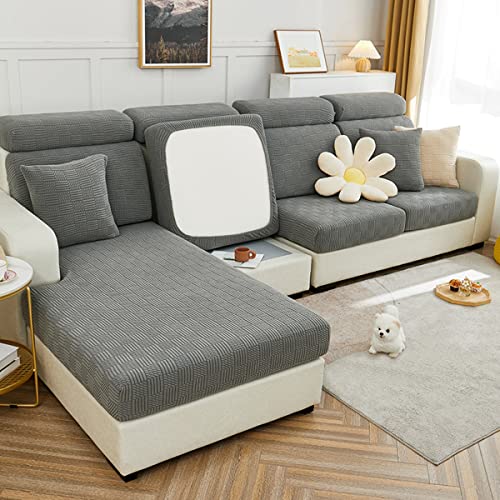 NICCEN Stretch-Sofa-Sitzkissenbezüge, Jacquard Sofa Möbelschutz Schonbezug, Weich rutschfest für Stuhlbank Sitzbank Loveseat -hellgrau-L-1-Sitzer von NICCEN