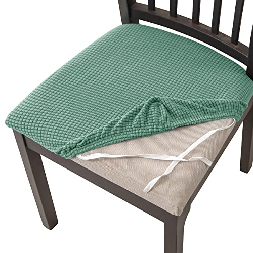 NICCEN Stuhlbezug Sitzfläche Stuhlhussen für Esszimmer, Stretch-Jacquard Sitzbezug Stuhl Satz von 2 4 6 8, Abnehmbarer waschbarer Stuhlsitzbezug -grün-2 Stück von NICCEN
