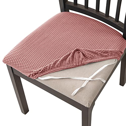 NICCEN Stuhlbezug Sitzfläche Stuhlhussen für Esszimmer, Stretch-Jacquard Sitzbezug Stuhl Satz von 2 4 6 8, Abnehmbarer waschbarer Stuhlsitzbezug -rosa-4 Stück von NICCEN