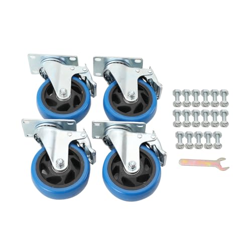 NICCOO 4 Stück Lenkrollen 100mm mit Bremse, Schwerlastrollen Tragkraft 480kg 360° Drehung Möbelrollen, Transportrollen Caster Wheels für Möbeln Industrietransport Werkzeugtasche Tisch Kabinett von NICCOO
