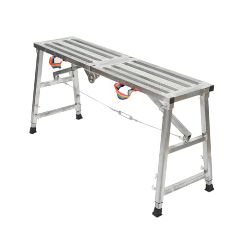 NICCOO Arbeitsplattform Arbeitsbühne, klappbare Stufenleiter Arbeitsplattform, 60-90cm Höhenverstellbar Trittfläche Plattformleiter, 120x30x90cm NICCOO Arbeitsplattform Arbeitsbühne, klappbare Stufenleiter Arbeitsplattform, 60-90cm Höhenverstellbar Trittfläche Plattformleiter, 120x30x90cm von NICCOO