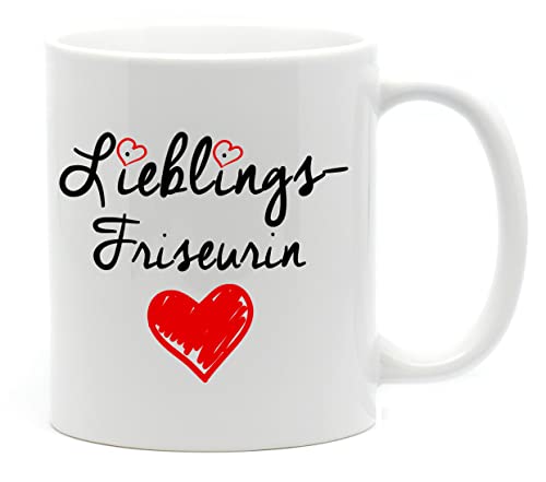 Tasse in hochwertiger Qualität, beidseitig bedruckt. Für die beste Lieblingsfriseurin in jedem Salon. Da freut sich jede Friseurin, Chefin, Kollegin oder Freundin bei der Arbeit drauf. (Weiß) von NICE-PRESENTS