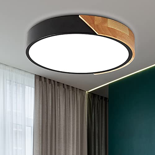 NICEME Led Deckenlampe Holz 24W,Weißes Licht 6500K Led Deckenleuchte,Led Lampen Deckenlampen Für Wohnzimmer Schlafzimmer Badezimmer Balkon Flur Keller Ø30Cm von NICEME