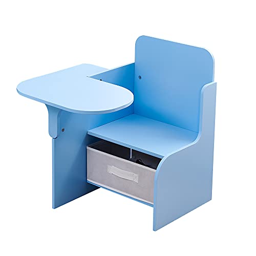 NICEME Kinderstuhl mit Tisch, Kinderstuhl mit Schreibtisch und Armlehne, Kinderschreibtischstuhl Kleiner Trainingsstuhl mit Schreibunterlage für Zuhause Klassenzimmer (Blau) von NICEME