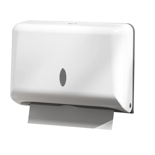 NICEME papierhandtuchspender,papierhandtücher Spender ohne Bohren,Wandmontierter Tissue Boxspender FüR Multifold PapierhandtüCher Klopapier Aufbewahrung AbschließBar Bis 200 Blatt -Weiß von NICEME