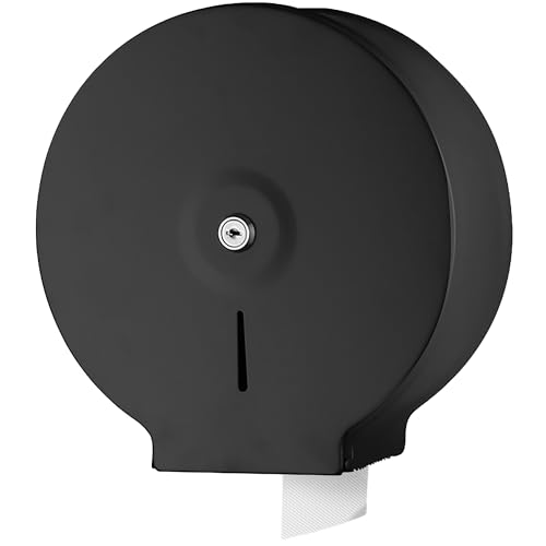NICEME Papierhandtuchspender - Edelstahl Handtuchspender abschließbar - Öffentliche Toilettenpapierspender -Handtuchspender inklusive Montagematerial -Durchmesser 255mm Mittelachse 40mm - Schwarz von NICEME
