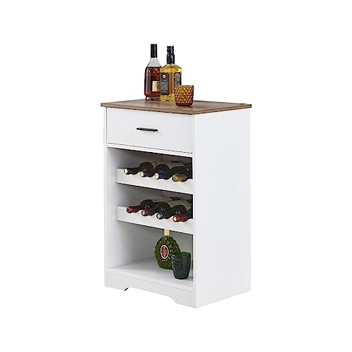 NICEME Weinschrank mit Schublade, Flaschenregal Weinregal Holz, Weinflaschenhalter mit Schublade und Stauraum, Flaschenschrank für Küche Aufbewahrung von NICEME