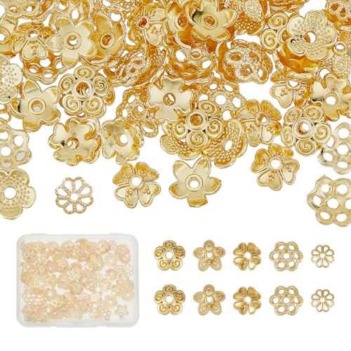 NICENEEDED 100 Stück Blumenperlenkappen, 18K Vergoldete Endkappen, Messing-Perlenkappen Mit Mehreren Blütenblättern, Charm-Kappen, Abstandshalter, Quasten, Kordelenden NICENEEDED 100 Stück Blumenperlenkappen, 18K Vergoldete Endkappen, Messing-Perlenkappen Mit Mehreren Blütenblättern, Charm-Kappen, Abstandshalter, Quasten, Kordelenden von NICENEEDED
