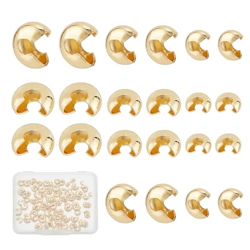 NICENEEDED 120 Stück Quetschperlen-Knotenabdeckungen, Halbrunde, Offene Perlenabdeckungen, 18 Karat Vergoldet, Messing Crimp Perlen Stopper Kappe Kordel Ende Spitze NICENEEDED 120 Stück Quetschperlen-Knotenabdeckungen, Halbrunde, Offene Perlenabdeckungen, 18 Karat Vergoldet, Messing Crimp Perlen Stopper Kappe Kordel Ende Spitze von NICENEEDED