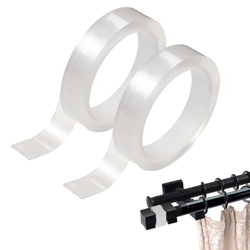 NICENEEDED 2 Rolle Transparentes Vorhanggleitband Selbstklebende Vorhangringe Gleitbänder Für Gardinenstangen Übergangsabdeckungen Doppelseitige Acrylbänder von NICENEEDED