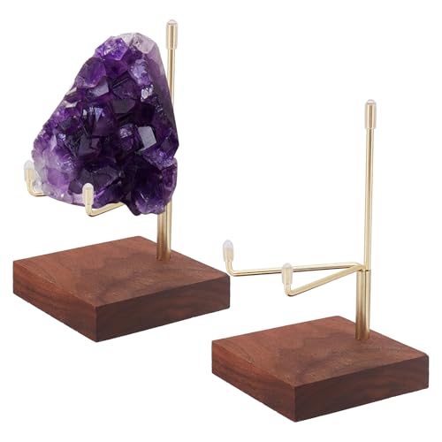 NICENEEDED 2 Stück Kristall Displayständer Verstellbarer Ausstellungsständer Mit Metallarmen Kleiner Staffeleihalter Mit Holzsockel Steinständer(4 x 2.75 x 2 Zoll) von NICENEEDED