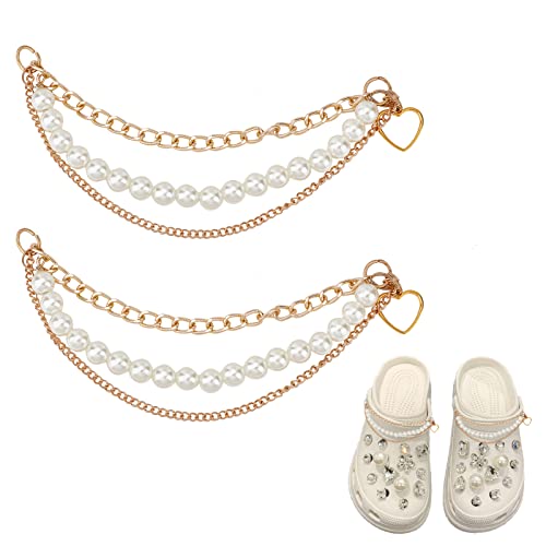 NICENEEDED 2 Stück Perlen Schuhkette Metallkettenzubehör Für Schuhe Dekorative Schuhanhängerkette NICENEEDED 2 Stück Perlen Schuhkette Metallkettenzubehör Für Schuhe Dekorative Schuhanhängerkette von NICENEEDED