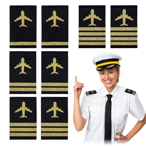 NICENEEDED 4 Paar 4 Stile Airline Piloten Epauletten Professionelle Uniform Schulterklappen 1 4 Bars Flieger Schulterklappen von NICENEEDED