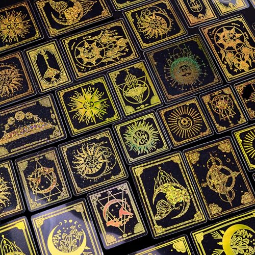 NICENEEDED 90 Stück Goldene Holografische Astrologie Aufkleber. Transparentes Laser Aufkleber Set Glänzende Mond Aufkleber Für Scrapbooking NICENEEDED 90 Stück Goldene Holografische Astrologie Aufkleber. Transparentes Laser Aufkleber Set Glänzende Mond Aufkleber Für Scrapbooking von NICENEEDED