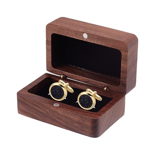 NICENEEDED Manschettenknopfbox Aus Walnussholz Quadratische Kleine Manschettenknopf Vitrine Mit Einzelschlitz Manschettenknopf Organizer Boxen Aus Holz Schmuck Display Box Zum Jahrestag von NICENEEDED