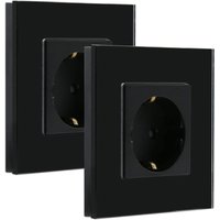 Steckdose, 1-fach Unterputzdose, Wandsteckdose Kristallglas schwarz, 16A 86mm Schutzkontaktsteckdose (2er Pack) von NICEONE