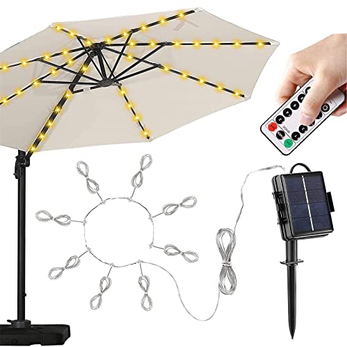 NICERAM Solar-LED-Offset-Regenschirm | Freischwinger-Hängeschirm mit 8 Helligkeitsmodi | Der dekorative Regenschirm für den Außenbereich widersteht Allen Wetterbedingungen, einschließlich starkem von NICERAM