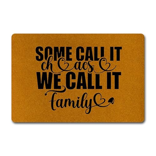 Lustige Fußmatte für Haustür, rutschfeste Willkommensmatte mit "Some Call It Chaos We Call It Family"-Design – langlebige Gummimatte für den Innen- und Außenbereich von NICESIR