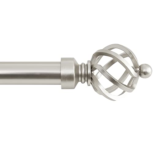 NICETOWN Gardinen Stange mit Dekorativen Endstücken Curtain Rods für Verdunkelungsvorhänge Vorhangstange Ausziehbar Nickel, 122-218 CM, 1 Läufig, Durchmesser 2,5CM von NICETOWN